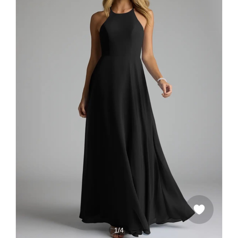 Azazie Celyn Black Halter Chiffon Dress